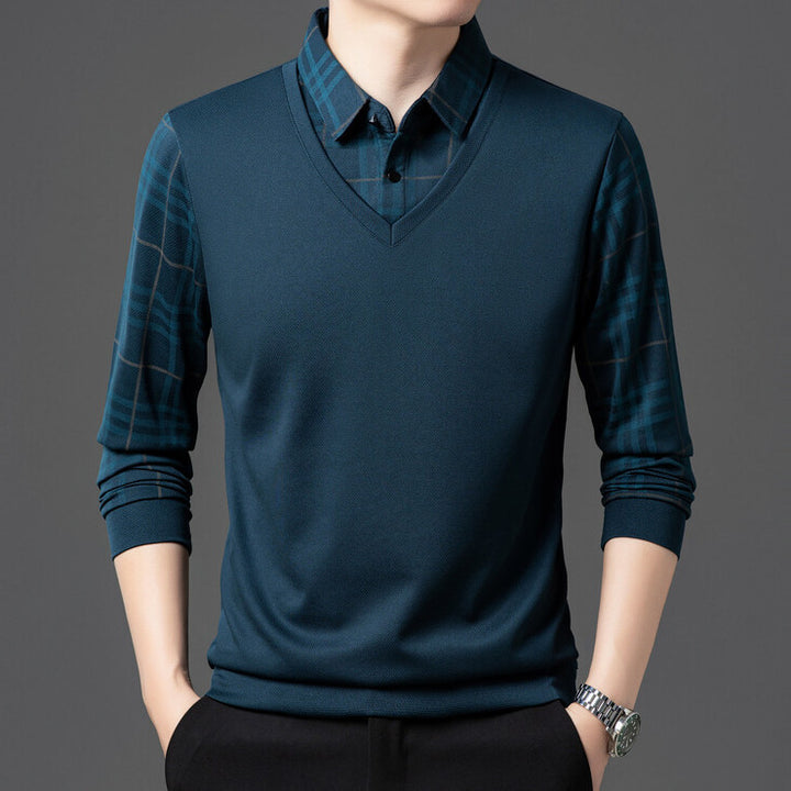 Herren eleganter V-Pullover mit strukturierten Ärmeln Aliams