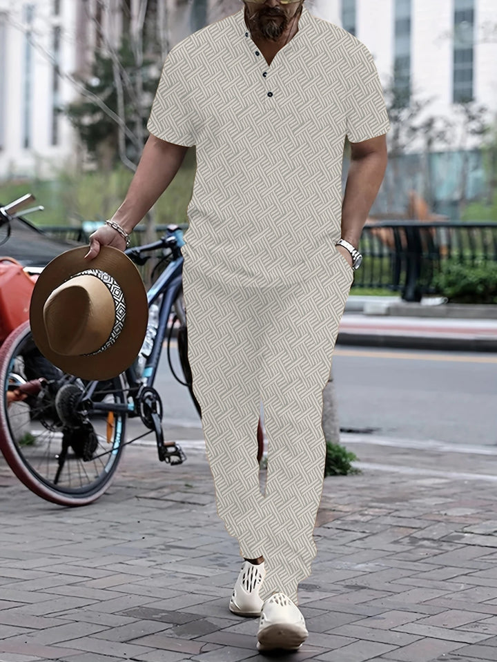 Herren Jumpsuit mit modischem Webmuster und praktischen Taschen Aliams