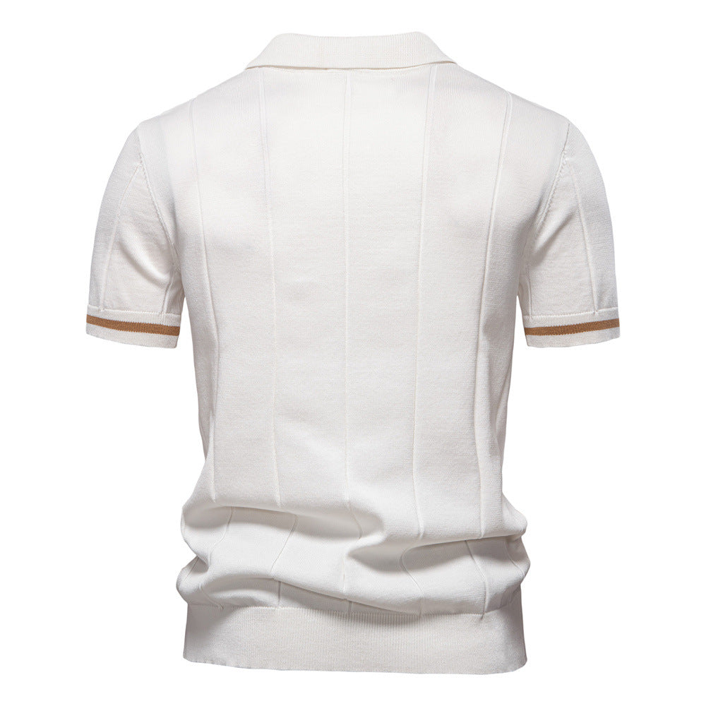 Herren Polohemd mit kurzer Knopfleiste und strukturiertem Design Aliams