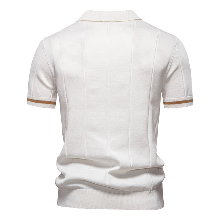 Herren Polohemd mit kurzer Knopfleiste und strukturiertem Design Aliams