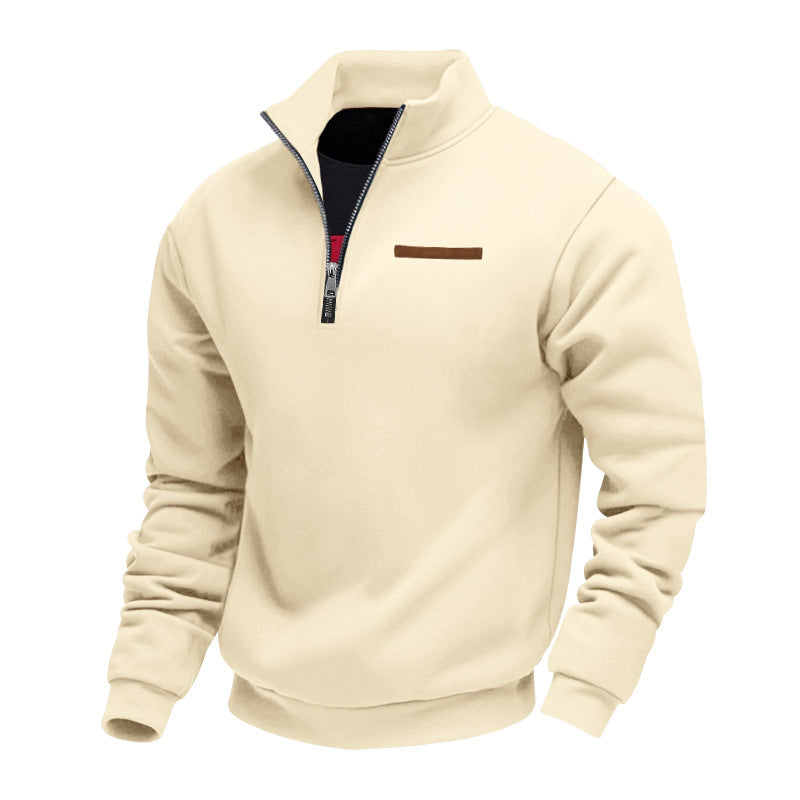 Herren warmer Stehkragenpullover mit halbem Reißverschluss Aliams