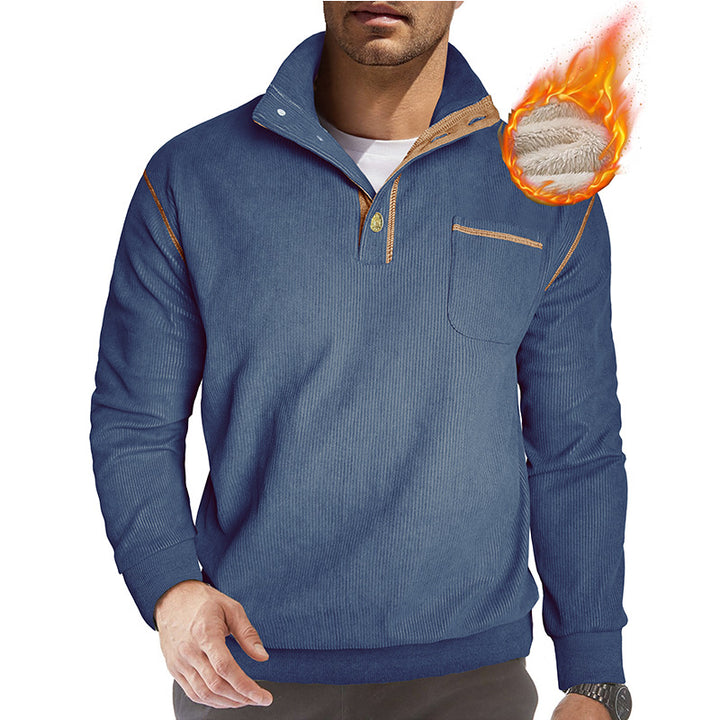 Herren bequemer Stehkragenpullover mit Brusttasche Aliams