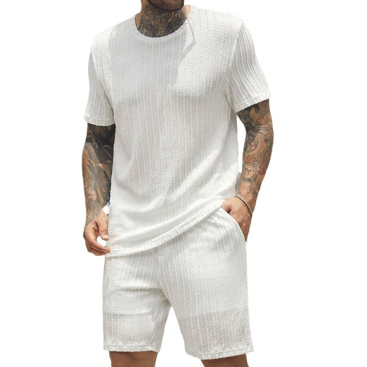 Herren Sommerliches Freizeit-Set mit strukturiertem T-Shirt und Shorts Aliams