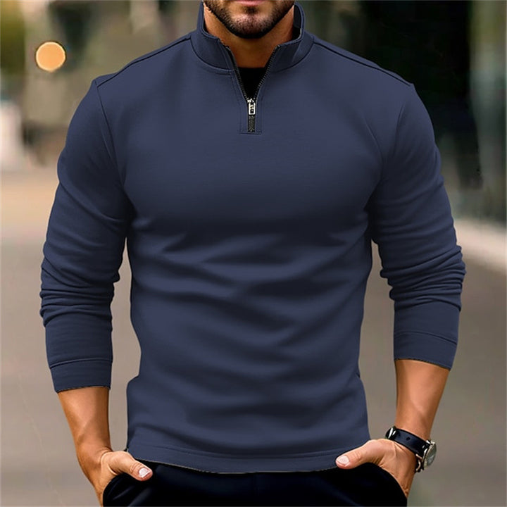 Herren funktioneller Pullover mit kurzem Reißverschluss und sportlichem Schnitt Aliams