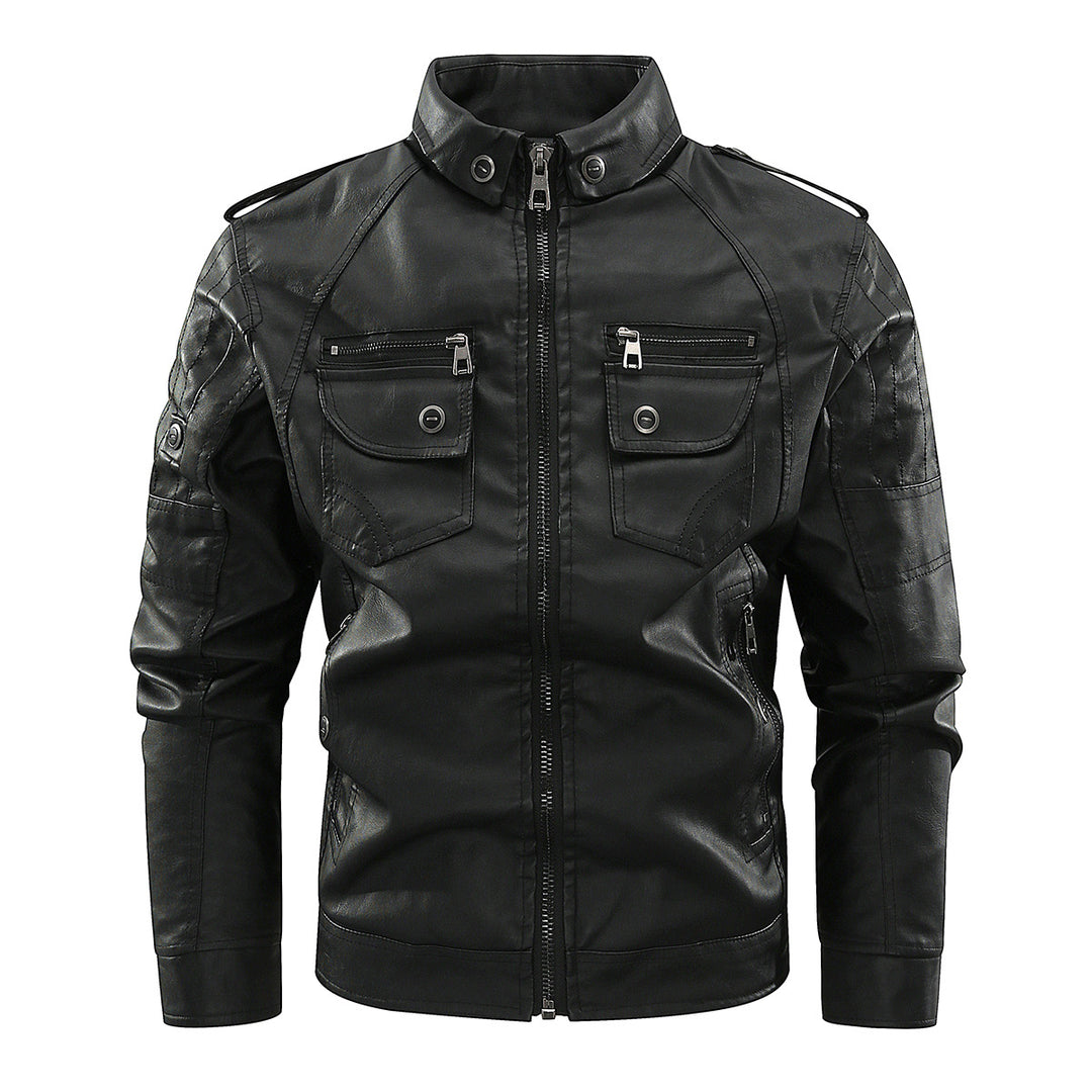 Herren elegante Lederjacke mit praktischen Taschen und Reißverschlussdetails Aliams