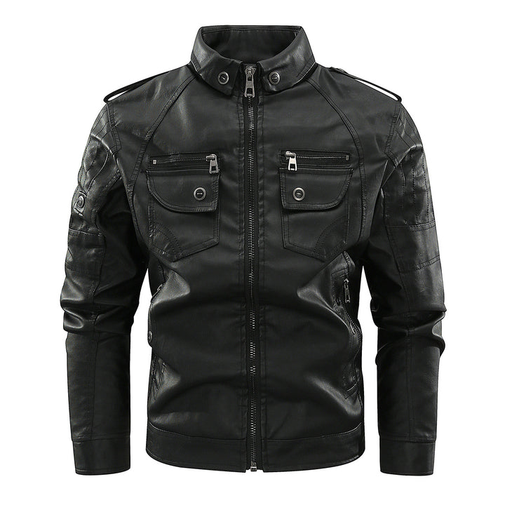 Herren elegante Lederjacke mit praktischen Taschen und Reißverschlussdetails Aliams