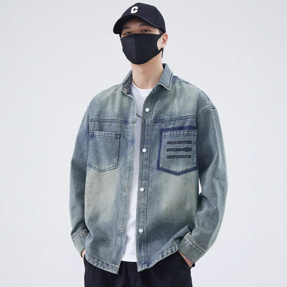 Herren Jeanshemd mit modernem Design und einzigartigen Schriftzügen Aliams