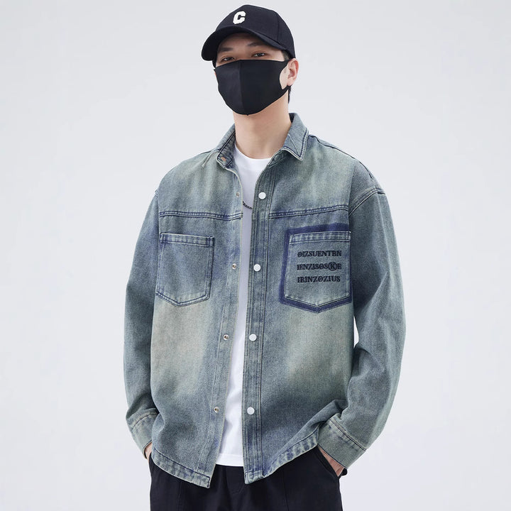 Herren Jeanshemd mit modernem Design und einzigartigen Schriftzügen Aliams