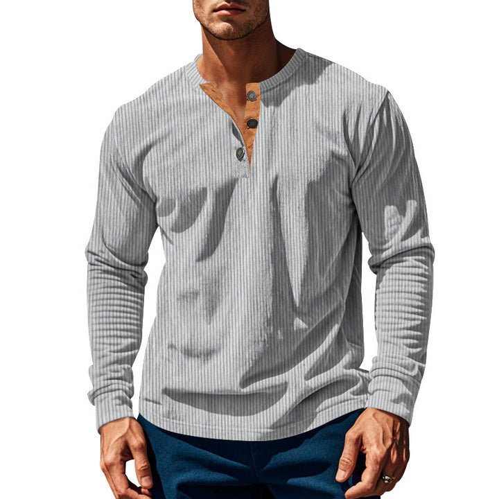 Herren Schnurloses Langarmshirt mit Knopfleiste Aliams
