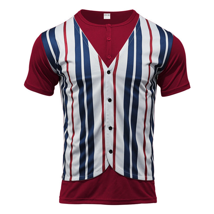 Herren Sportliches Kurzarmhemd im Retro-Streifen-Design Aliams