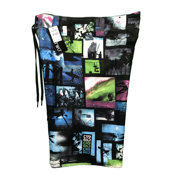 Herren Badeshorts im modernen Fotocollage-Design mit praktischen Seitentaschen und schnelltrocknendem Material Aliams