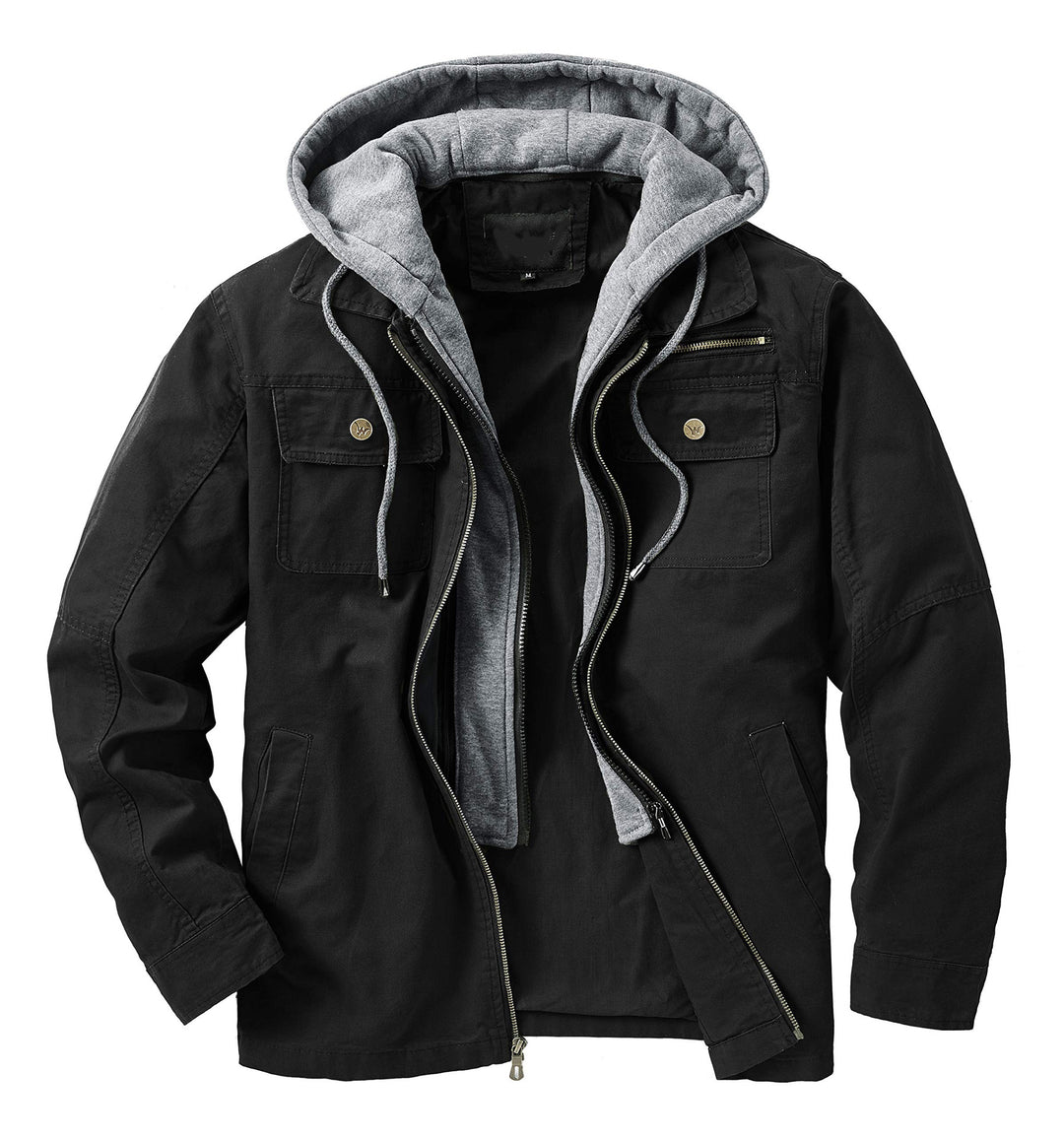Herren vielseitige Übergangsjacke mit integrierter Kapuze und praktischen Taschen Aliams