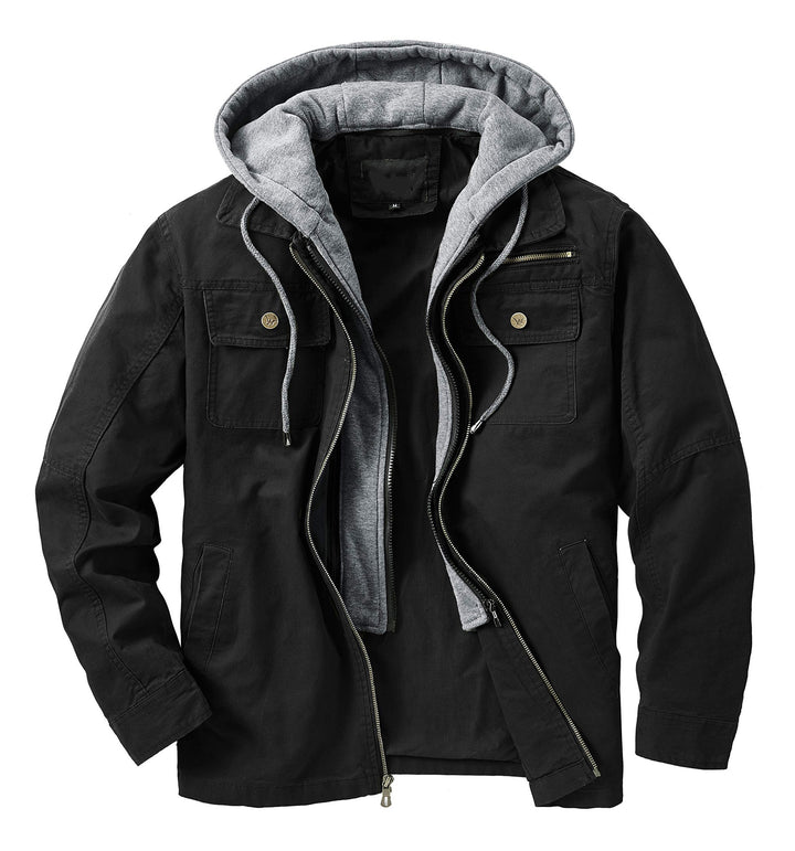 Herren vielseitige Übergangsjacke mit integrierter Kapuze und praktischen Taschen Aliams