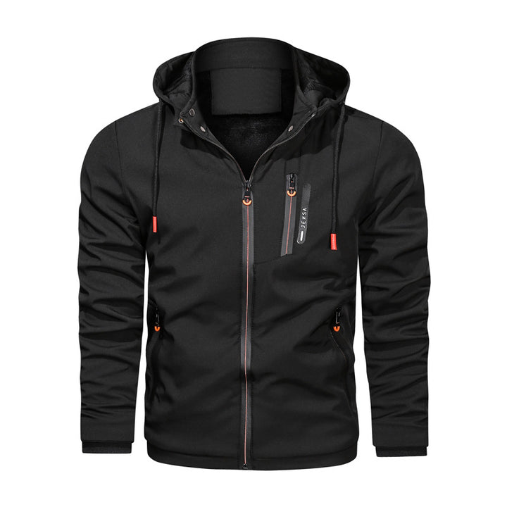Herren sportliche Funktionsjacke mit verstellbarer Kapuze und atmungsaktivem Material Aliams