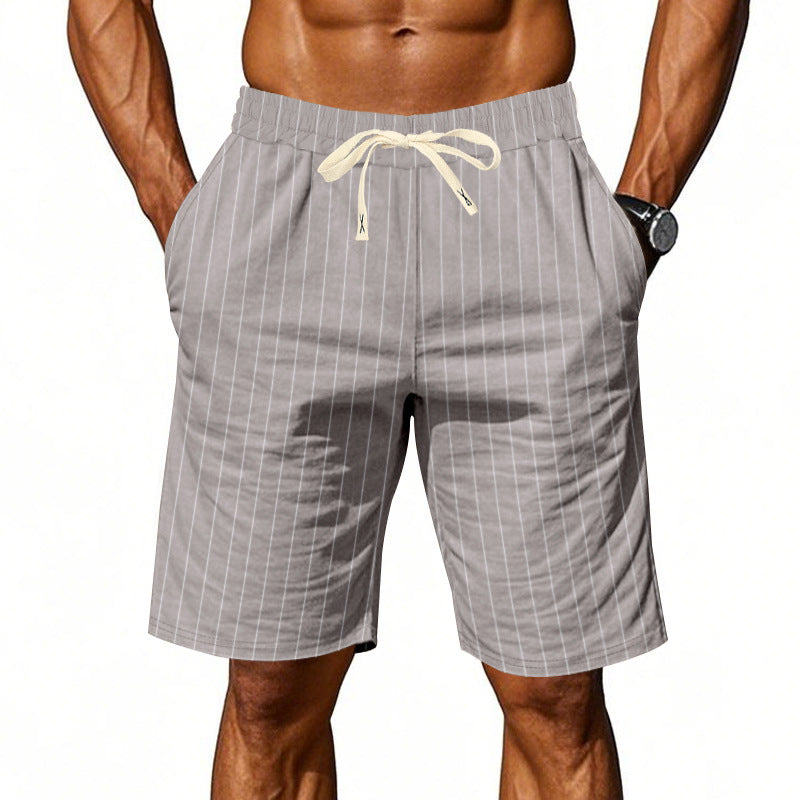 Herren Strandshorts mit vertikalem Streifenmuster und elastischem Kordelzug Aliams