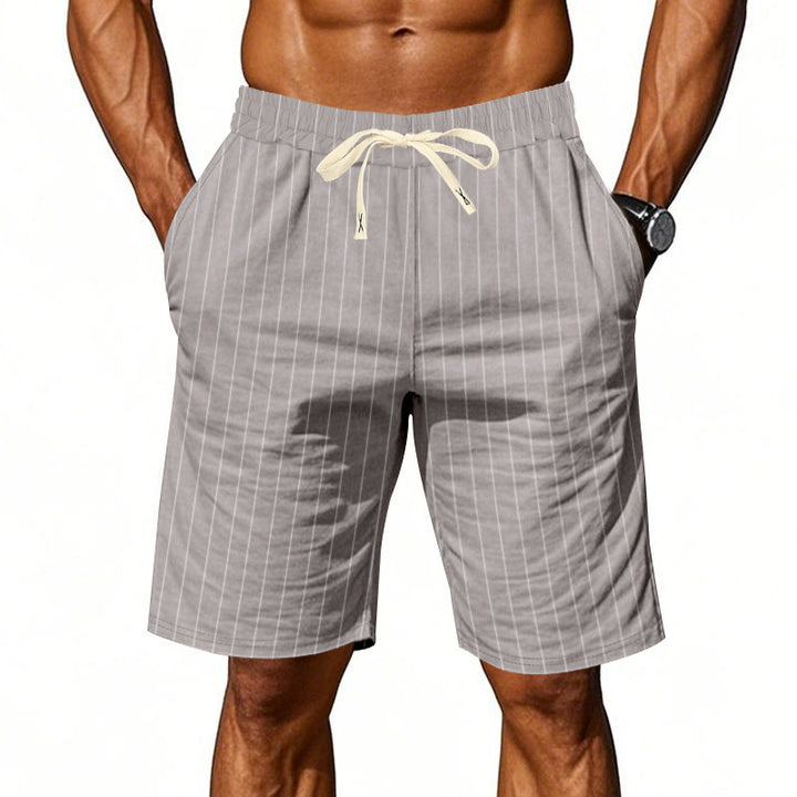Herren Strandshorts mit vertikalem Streifenmuster und elastischem Kordelzug Aliams