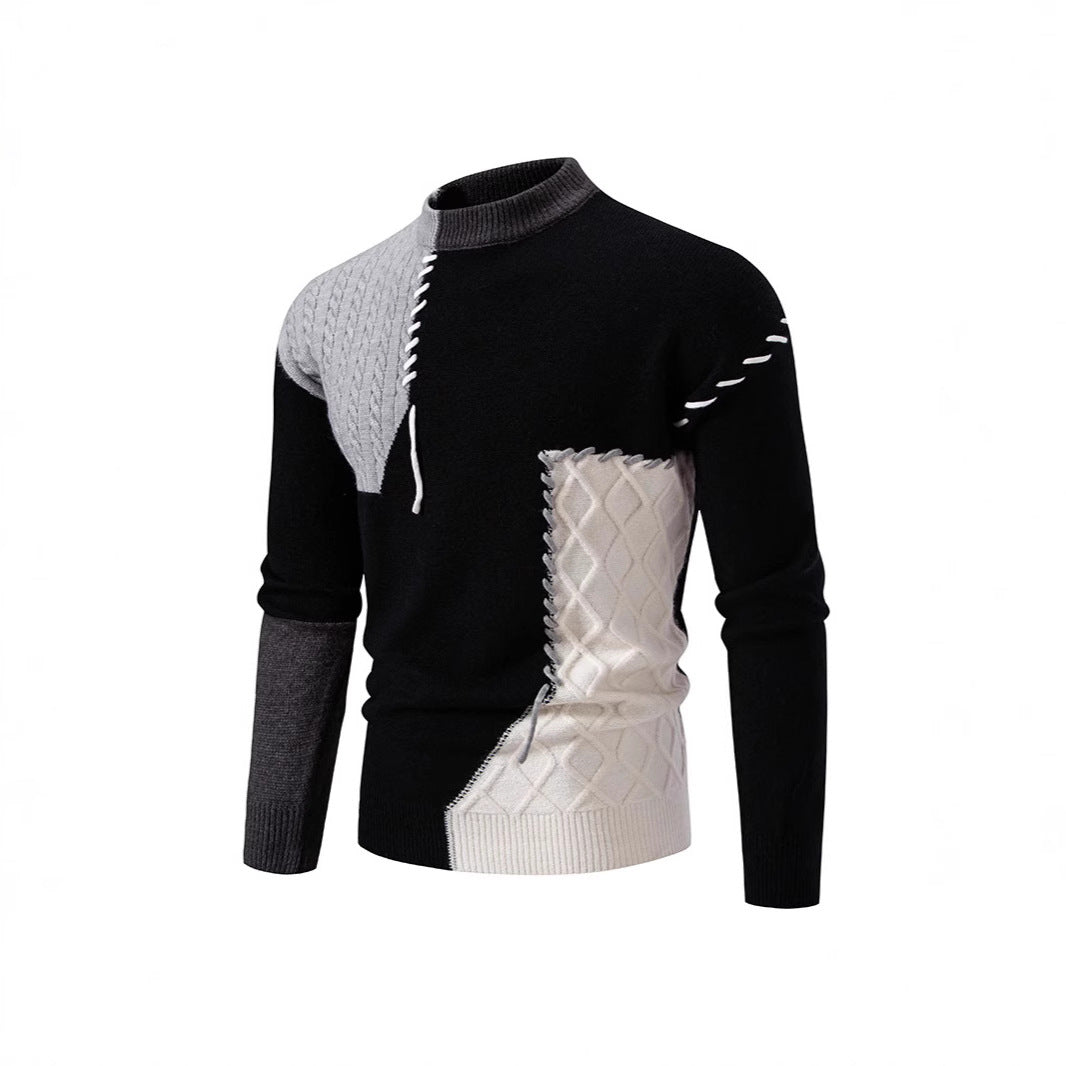 Herren Pullover mit kreativem Muster und hohem Kragen Aliams