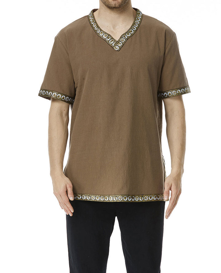 Herren Tunika mit dekorativem V-Ausschnitt und einzigartigem Mustersaum Aliams