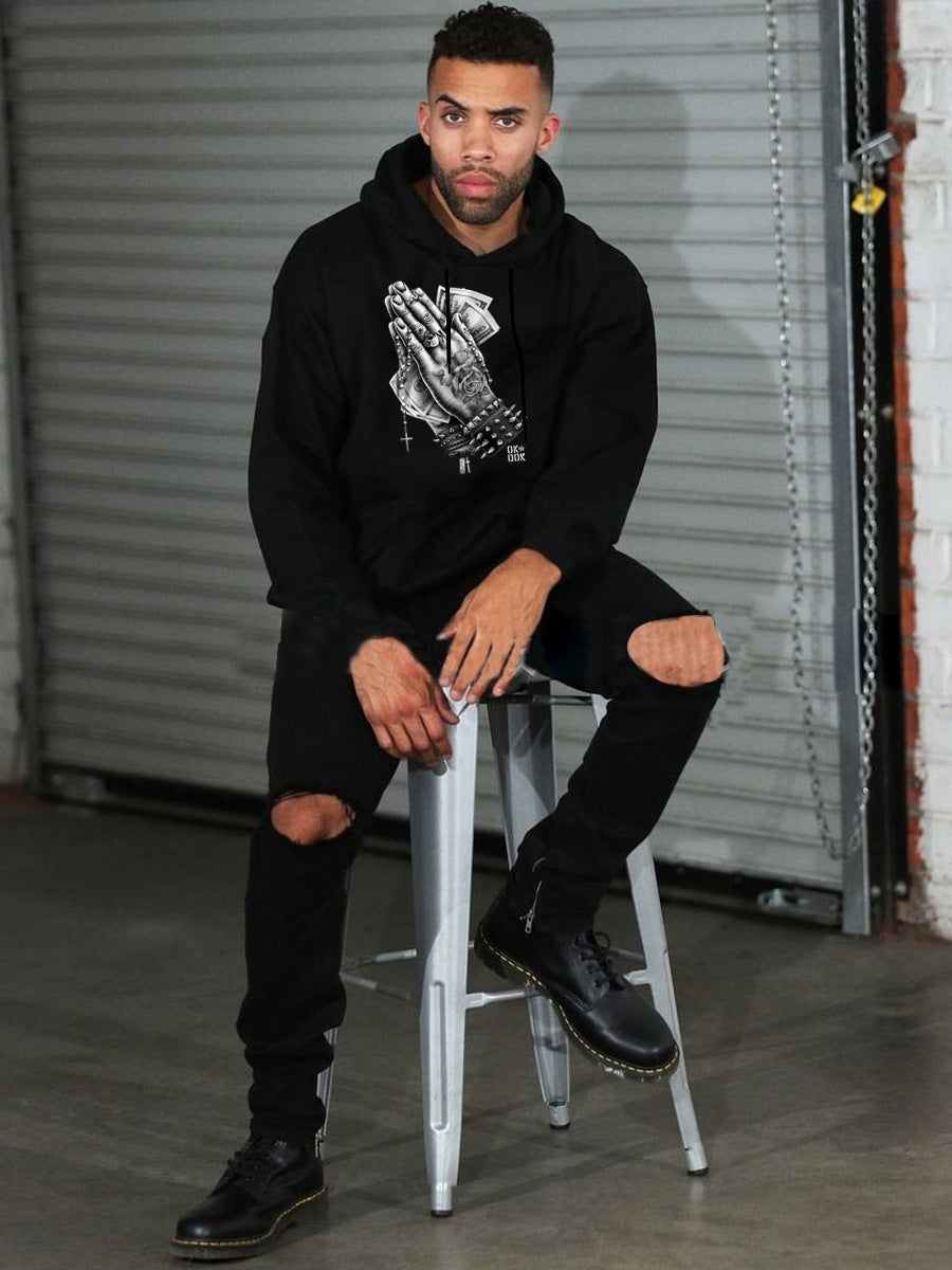 Herren Hoodie mit kreativem grafischen Druck Aliams