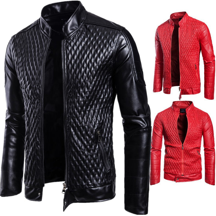 Herren Stilvolle Bikerjacke aus Kunstleder mit Steppmuster Aliams