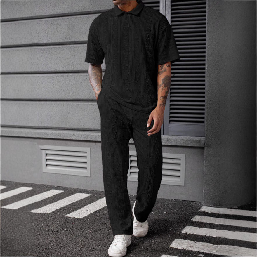 Herren Poloshirt und Jogginghose im eleganten Strickdesign Aliams