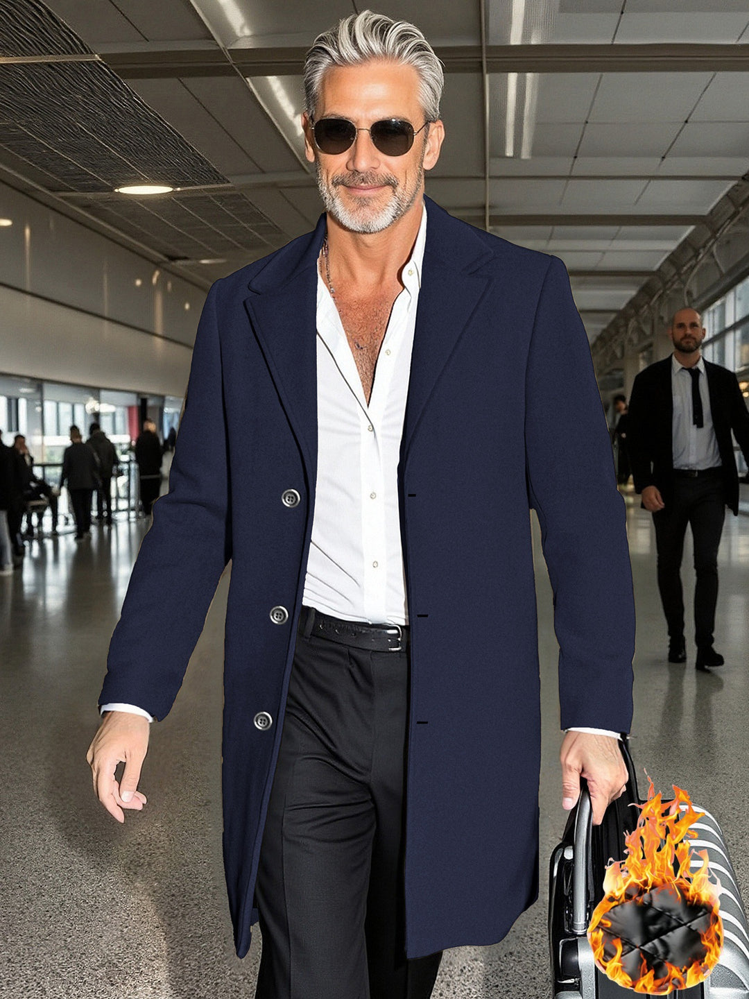 Herren Eleganter Hochwertiger Doppeltunnelmantel Aliams