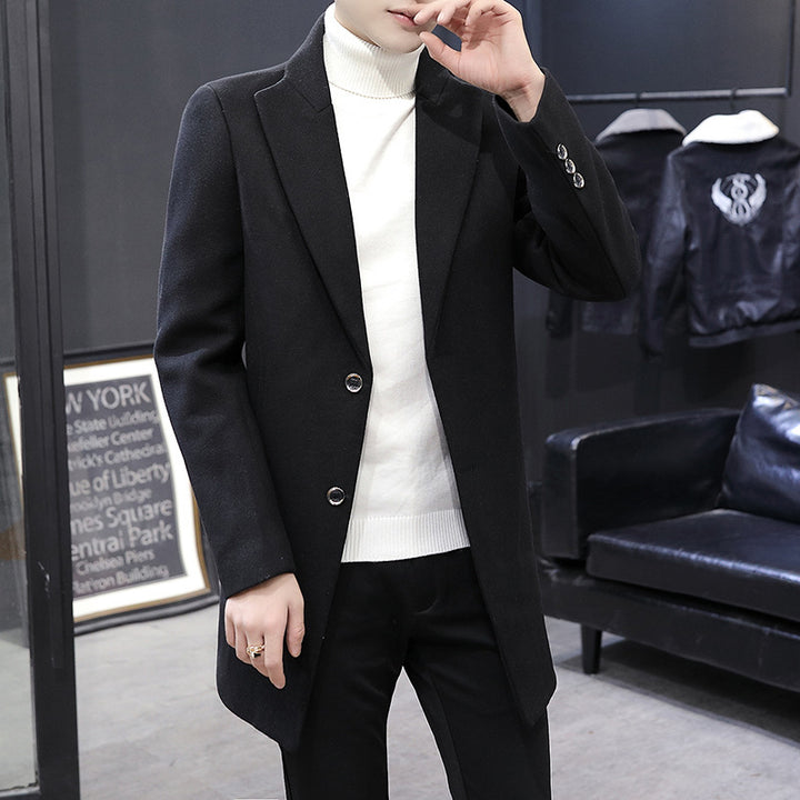 Herren eleganter Wollmantel mit modernem Schnitt und praktischen Taschen Aliams