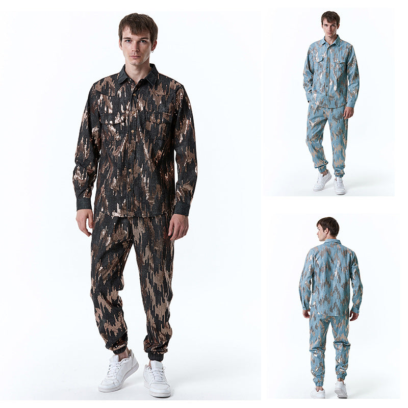 Herren Designer-Jogginganzug mit glitzerndem Muster Aliams