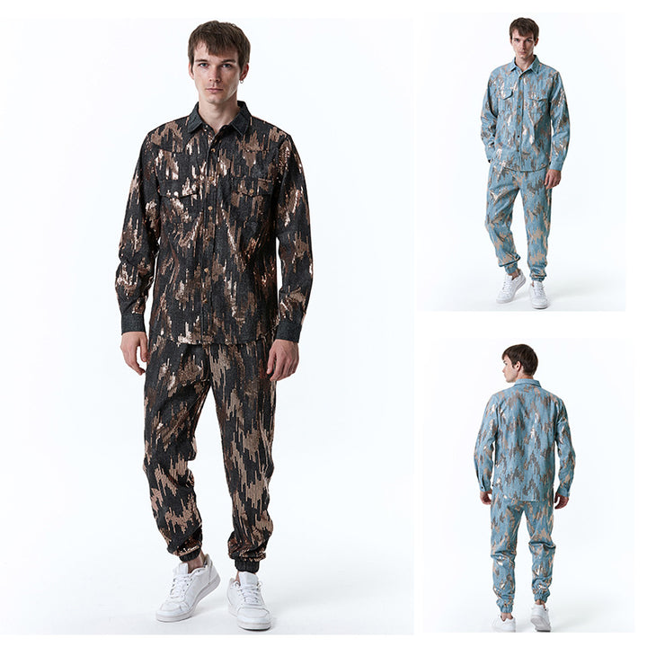 Herren Designer-Jogginganzug mit glitzerndem Muster Aliams