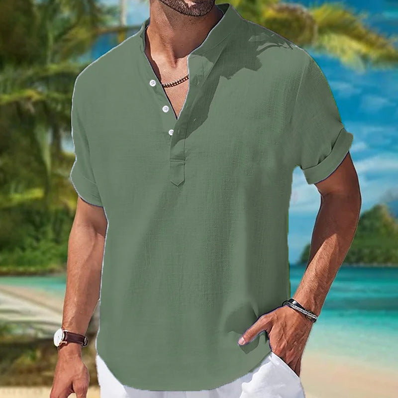 Herren Kurzarm Leinenhemd Aliams