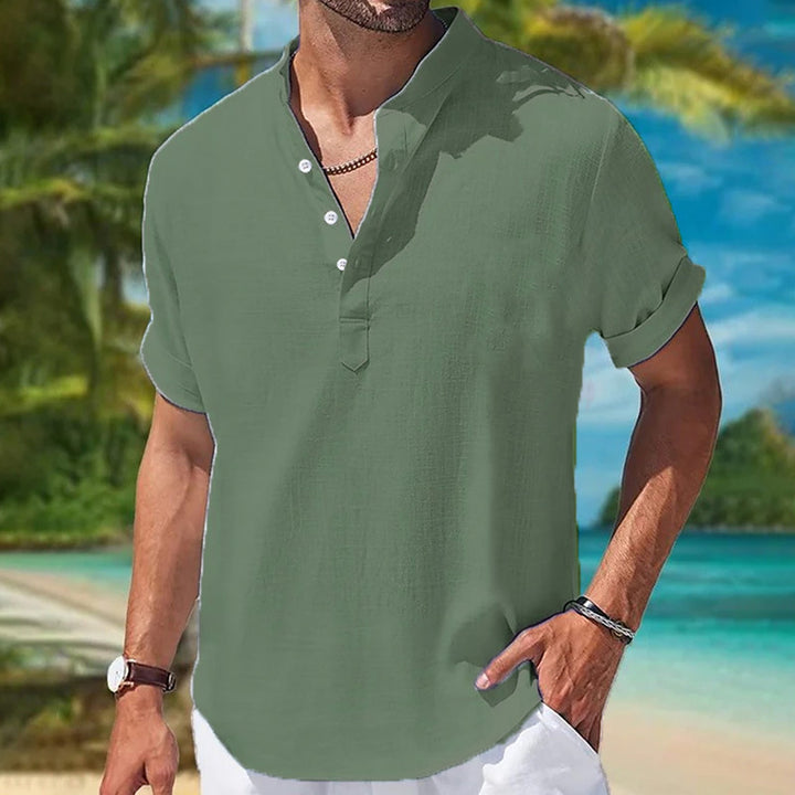 Herren Kurzarm Leinenhemd Aliams
