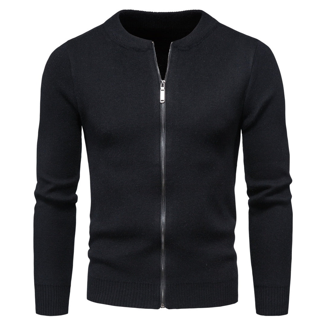 Herren stylische Strickjacke mit modernem Zipper und hohem Kragen Aliams