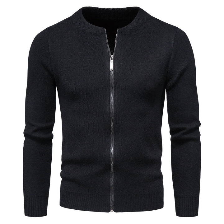 Herren stylische Strickjacke mit modernem Zipper und hohem Kragen Aliams