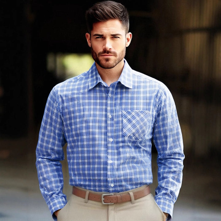 Herren karierte Baumwollhemd Aliams