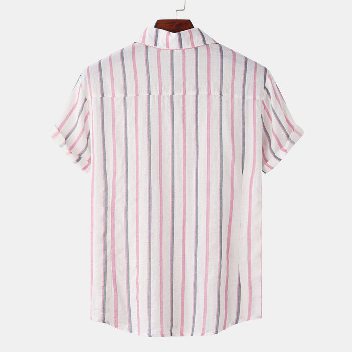 Herren Kurzarmhemd aus leichtem, atmungsaktivem Stoff mit schickem Streifenmuster Aliams