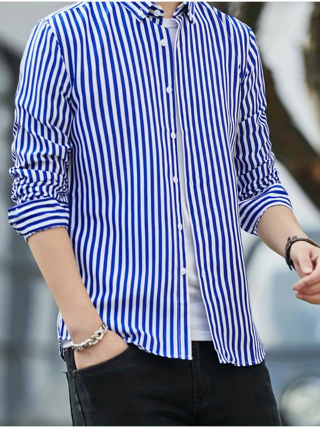 Herren gestreiftes Businesshemd Aliams