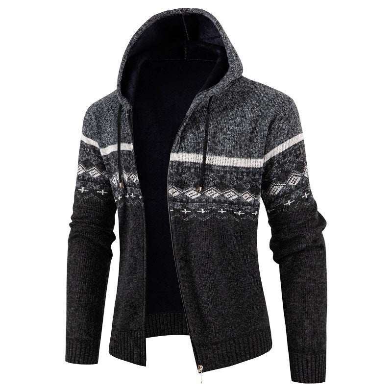 Herren Kapuzenpullover mit Norweger-Muster Aliams