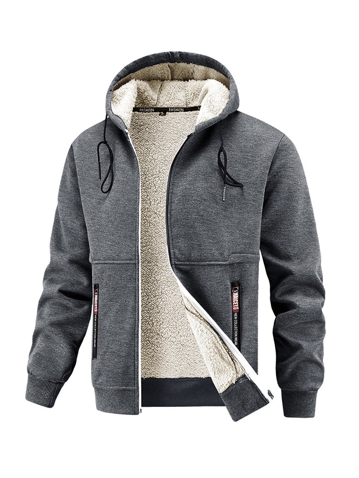 Herren Kapuzenjacke mit kuscheligem Innenfutter und praktischen Taschen Aliams