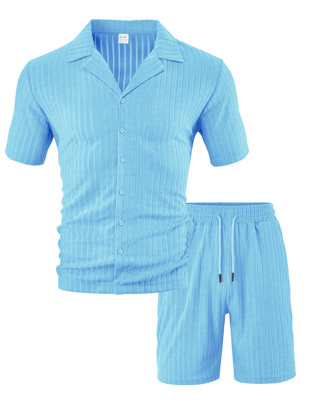 Herren kurzärmeliges Freizeitset mit strukturiertem Design und elastischem Bund Aliams