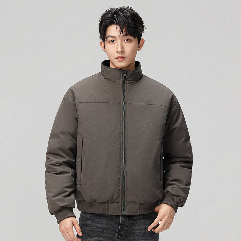 Herren stylische Bomberjacke mit hohem Kragen und seitlichen Taschen Aliams