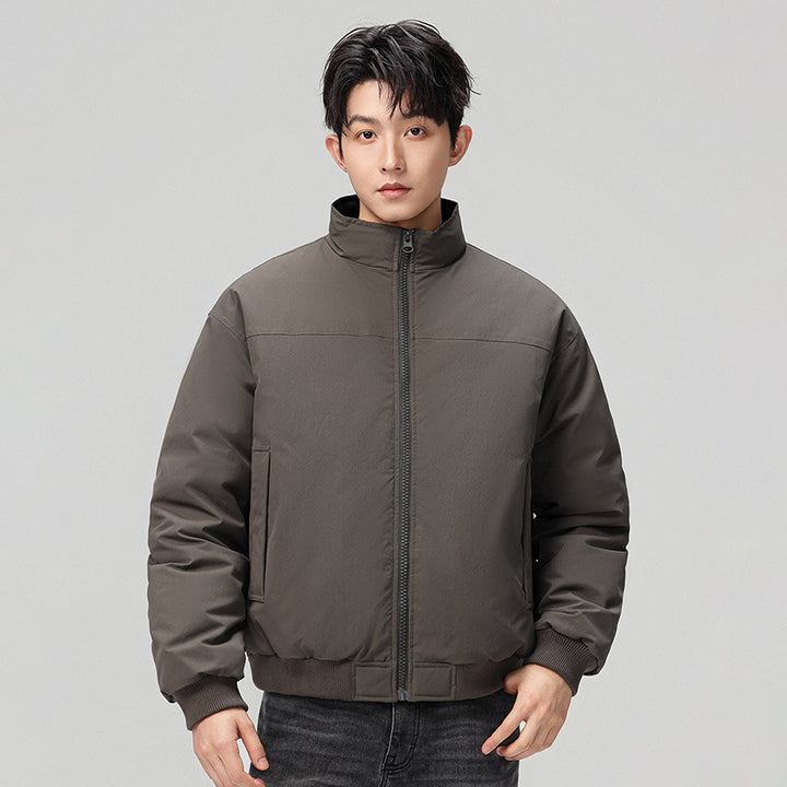 Herren stylische Bomberjacke mit hohem Kragen und seitlichen Taschen Aliams