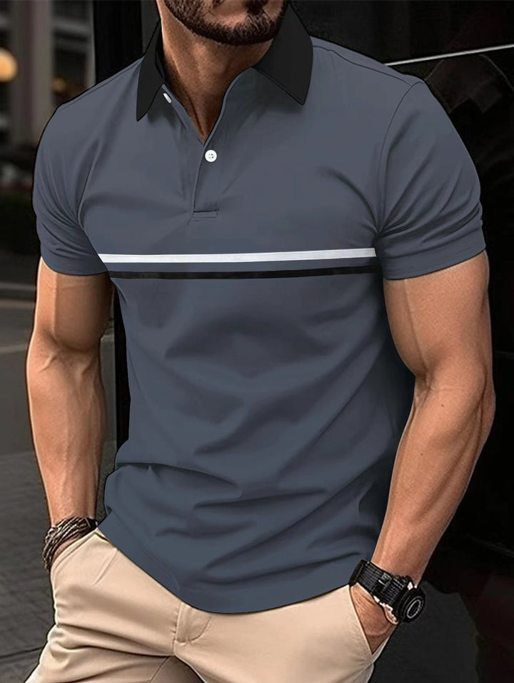 Herren Stylisches Gestreiftes Sport Polo-Shirt Aliams