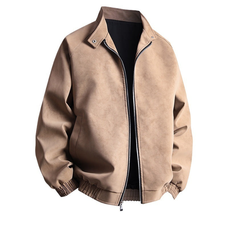 Herren stylische Kunstlederjacke im modernen Design und elastischen Bündchen Aliams