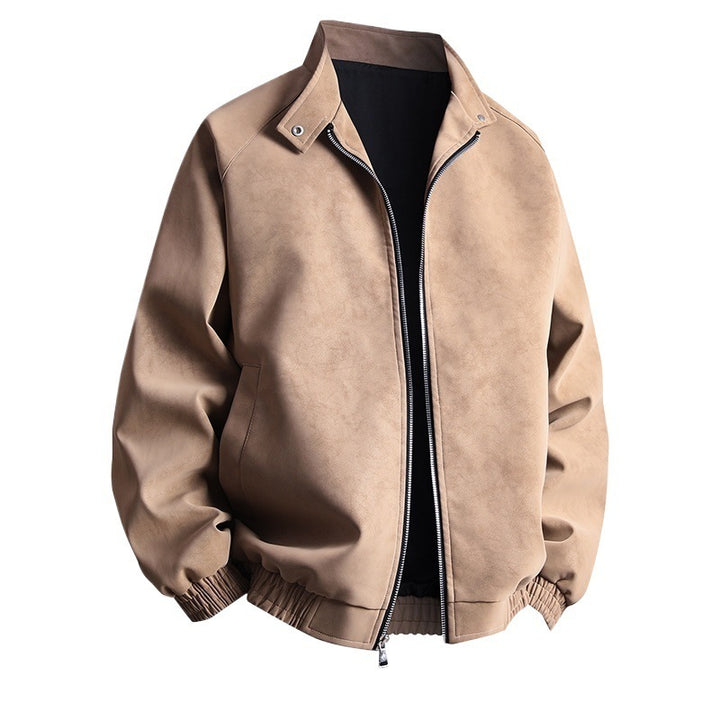 Herren stylische Kunstlederjacke im modernen Design und elastischen Bündchen Aliams