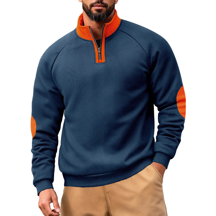 Herren Fleece-Kapuzenpullover mit innovativem Reißverschluss und Kontrastdetails Aliams
