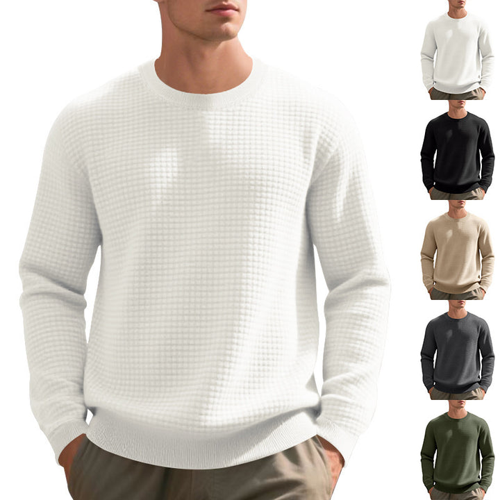 Herren warmer Pullover mit strukturiertem Gewebe und Rundhalsausschnitt Aliams