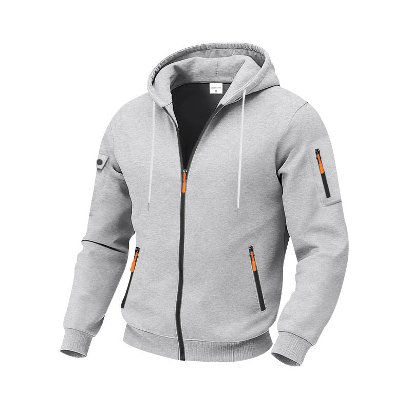 Herren sportlicher Hoodie mit funktionalen Reißverschlusstaschen Aliams