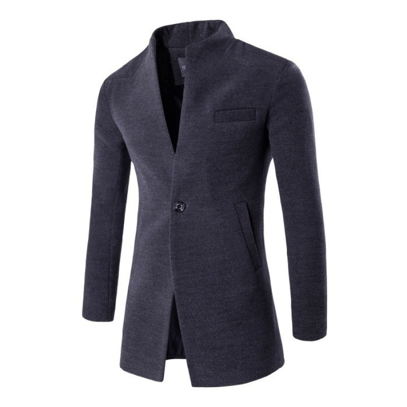 Herren elegante Wolljacke mit modernem Stehkragen Aliams