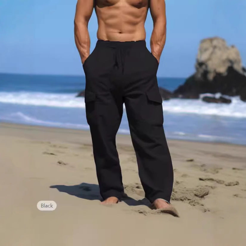 Herren Bequeme Cargo-Hose mit praktischem Kordelzug und seitlichen Taschen Aliams