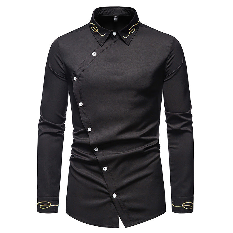Herren Elegantes Langarmhemd mit dekorativen Knopfdetails Aliams